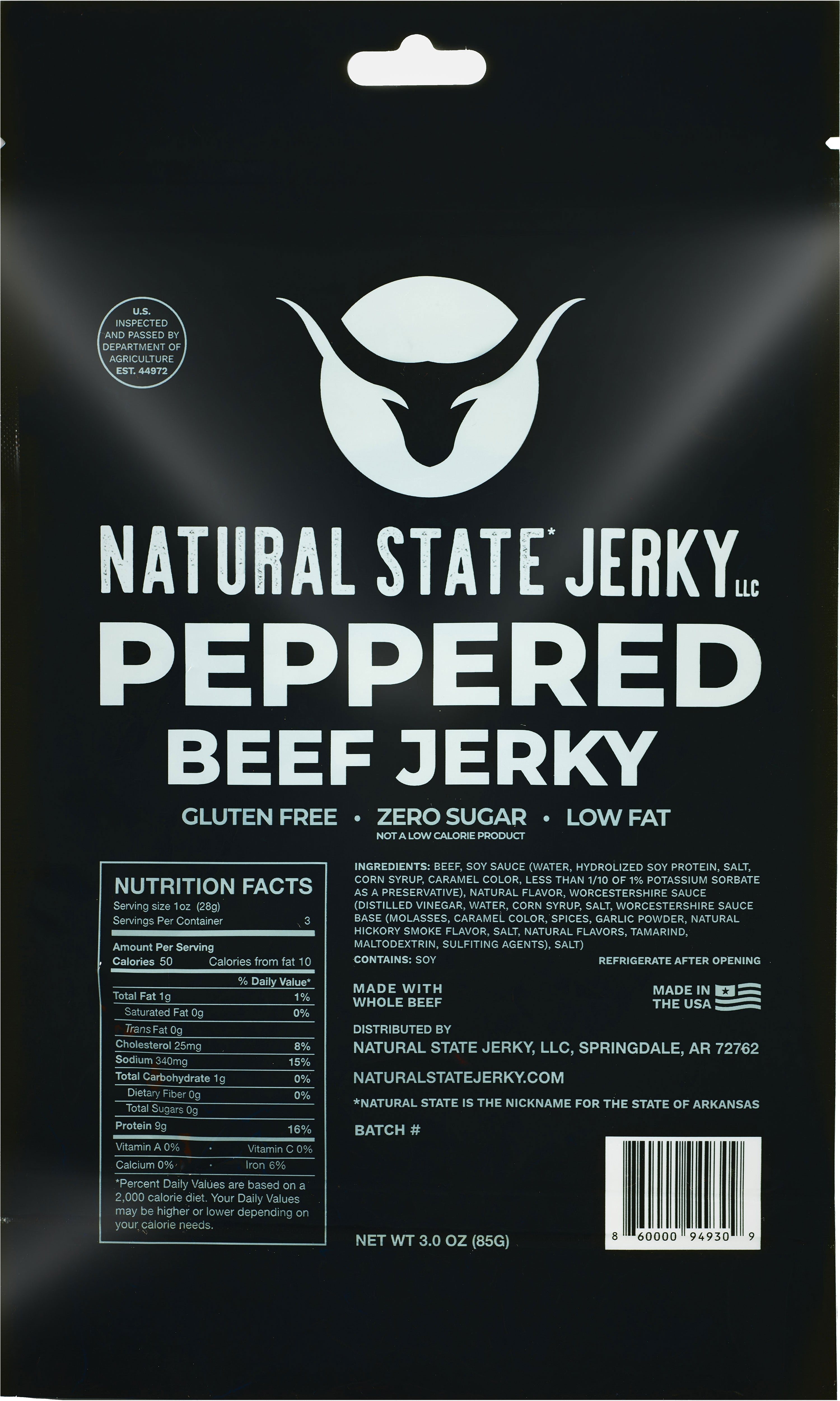 Peppered beef jerky by Natural State Jerky - The Best Jerky in Arkansas - The best Jerky in US